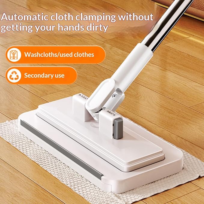Lazy Mop Wet and Dry - Automatic Cloth Changing Mini Mop with 1-Second Snap Grip &amp 2 Reusable Cloths