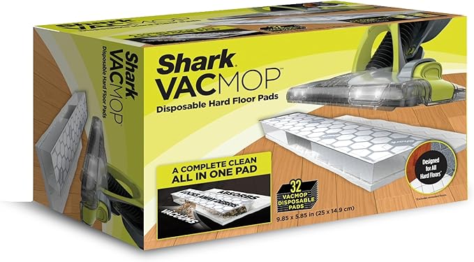 Shark VACMOP Disposable Hard Floor Pad Refills Compatible with VM252 &amp VM180 No-Touch Disposal for use on All Sealed Floors - Stone Hardwood Laminate &amp Tile (32 Count Total) VMP32