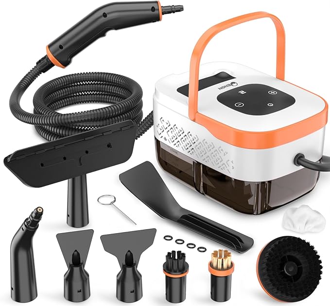 Steam Cleaner2500W Portable Handheld Steamer- 6-Level Adjustable Steamer with 15S Heat-Up Large Water Tank &amp 17-Piece Accessory Kit - Deep Clean Grease Grout Tile Floors