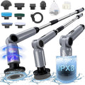 Electric Spin Scrubber [IPX8 Waterproof ] [50KG Torque] Shower Scrubber with 9 Brush Heads 2 Speed Mode 4 Adjustable Angles Electric Brush for Cleaning for Bathroom Floor Tile (Gray)