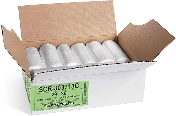 Aluf Plastics 20-30 Gallon Trash Bags Source Reduction Series Value High Density 13 Micron Gauge - Intended for Home Office Bathroom Paper Styrofoam - Commercial (Pack of 500)