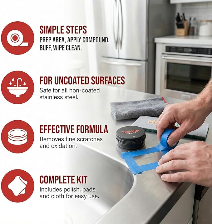Stainless Steel Coffee Machine Scratch Remover Kit for Non-Coated Stainless Steel Surfaces Removes Scratches Scuffs Abrasions Restores Brushed Finish DIY Repair Solution