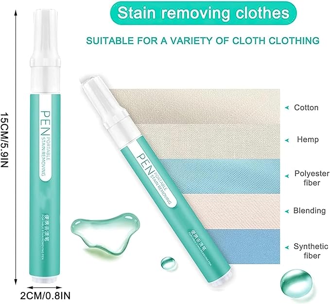 Portable bleach pens for clothes 2-Pack Instant Stain and Grease Remover Ideal for On-The-Go Laundry Clean-Up Safe for All Fabric Types