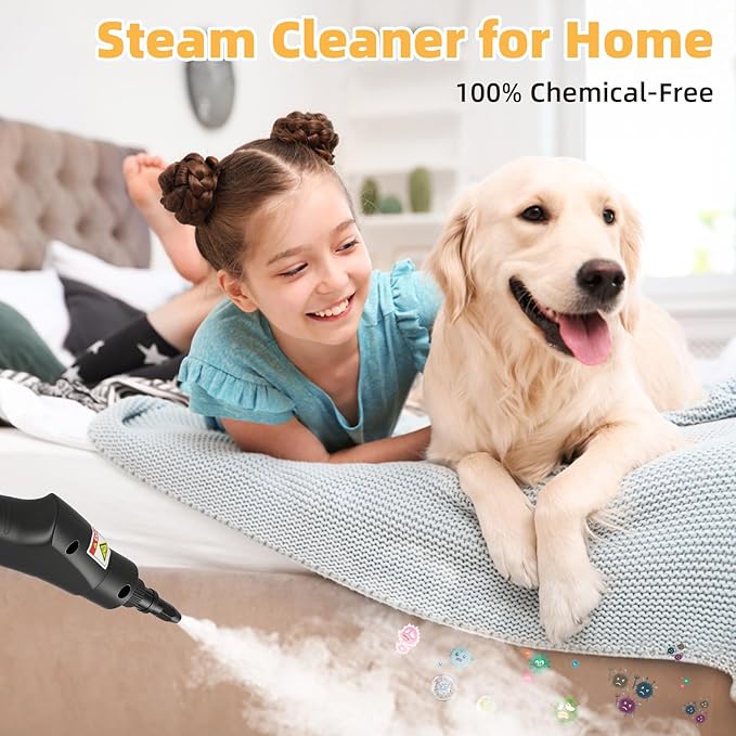 2500W Pressurized Handheld Steam Cleaner Portable Car Steamer for Auto Detailing High-Temperature Pressure Steam Cleaner 6-gears Adjustable Steam Cleaning Machine for Home/Kitchen/Grout/Floor/Tile