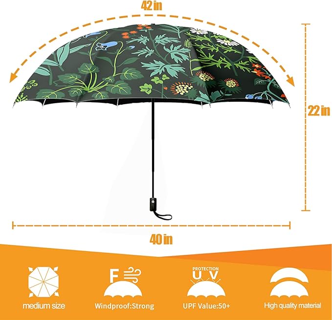 Small Compact Travel Automatic Folding Umbrella for Women Portable Lightweight Rain Wind UV Sun Shade