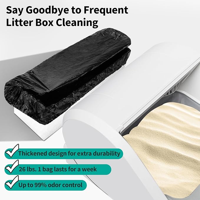 Trash Bags Compatible with Popur X5 Litter Box - with Elastic Band Thickened Design for Popur X5 Self-Cleaning Cat Litter Box/Home Trash Bags -Black (50 Pcs)