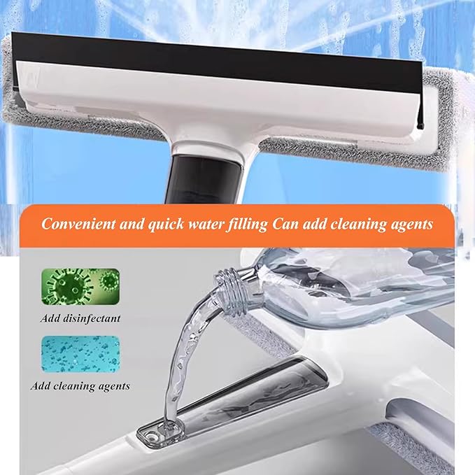 Window Glass Cleaning Brush and Pole Multi-Functional Double-Sided Window Cleaner Washing Equipment Home Car Glass Cleaner Tool with Water Spray Function