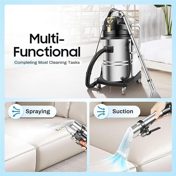 30L/40L/50L Commercial Carpet Cleaner 3 in 1 Multi-Purpose Wet Dry Vacuum Cleaner Portable Carpet Cleaning Machine w/Circulating Air Cooling Systems for Hotels Guesthouses 60L