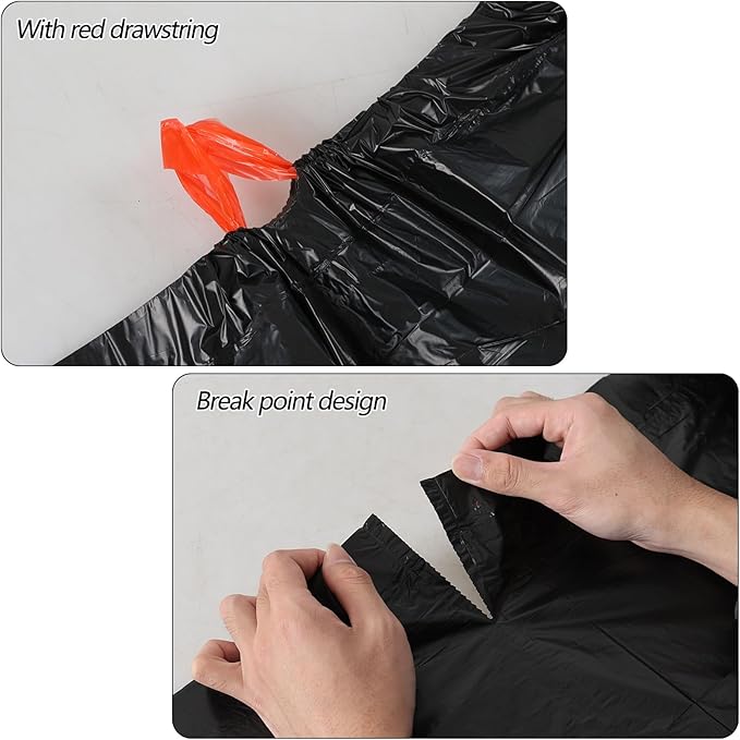 208 Counts 13-15 Gallon Drawstring Tall Kitchen Trash Bags Strong Garbage Can Liners Black