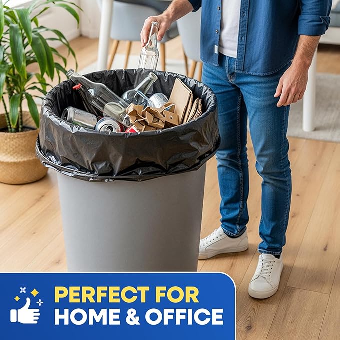 55 Gallon Trash Bags Heavy Duty Large Contractor Bags for Rubbermaid Brute 44-55 Gallon Trash Cans 38x58 Black Trash Can Liners 3 Mil Pack of 32