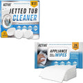 ACTIVE Jetted Tub Cleaner Tablets and Appliance Cleaning Wipes - Includes 12pk Jet Bathtub Cleaning Tablets and 24pk Appliance Surface Wipes