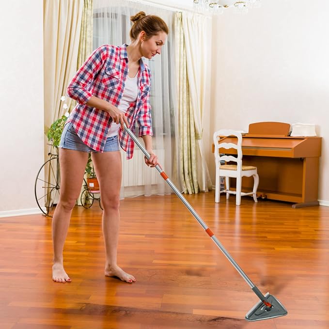 85 in Wall Cleaner Mop with Handle Adjustable Ceiling Cleaning Mop with 6 Replaceable Mop Cloth 360° Rotating Ceiling Dust Cleaner Reusable Baseboard Cleaning Tool Dry and Wet Use for Window W