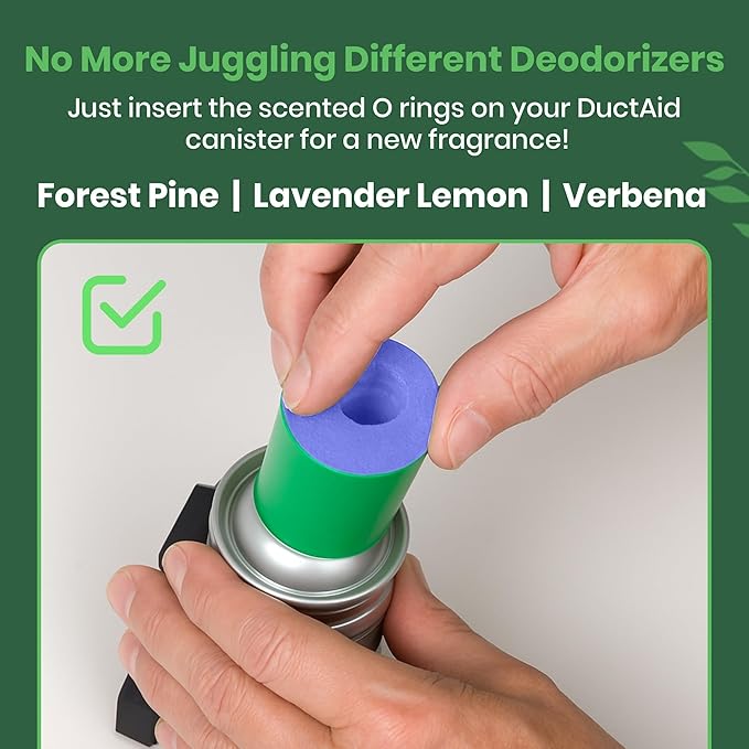 HVAC Air Deodorizer &amp Mold Treatment Fogger 3-Pack with 3 Scented O-Ring Pads | Air Duct Freshener for HVAC &amp AC Vents | Plant-Based Thymol Fogger for Home Car &amp Commercial Spaces