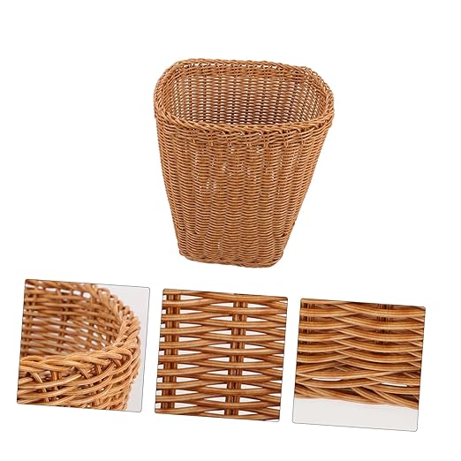 Cabilock Woven Wastebasket Storage Basket Multi Functional Trash Can for Bedroom Office and Living Lightweight Compact Design Rustic Style for Wastepaper Sundries