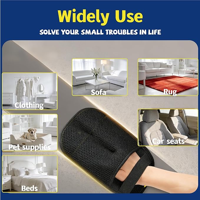 4-in-1 Pet Hair Removal Kit Reusable Lint Roller Anti-Slip Glove Deshedding Comb Portable Sticky Roller for Cats and Dogs（Blue）
