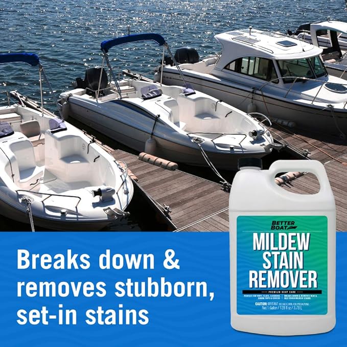 Better Boat Mold and Mildew Stain Remover 1 Gallon for Fabric Vinyl Tile Grout Removes Mold Stains on Boat Seats Bathroom Shower Patio Furniture Carpet Canvas