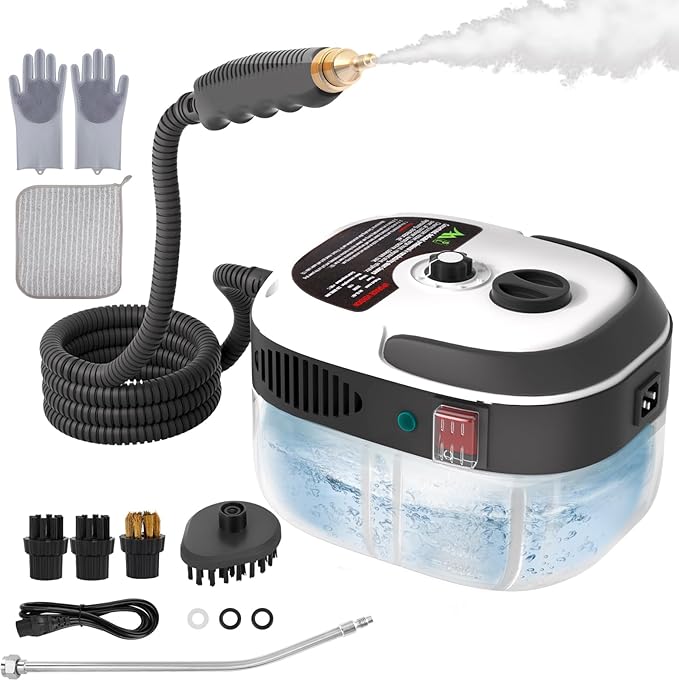 Handheld Pressurized Steam Cleaner2500W Handheld High Temp Portable Cleaning Machine Cleaning for Couch Auto Floor and More (White)