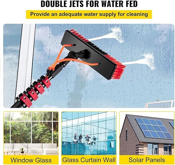 Glass Cleaning Brush Home Water Fed Telescopic Pole Kit Solar Panel Brush Rotating for Photovoltaic PanelProfessional Window Cleaning Pole Kit 10.8m Water Fed Telescopic Brush for Efficient