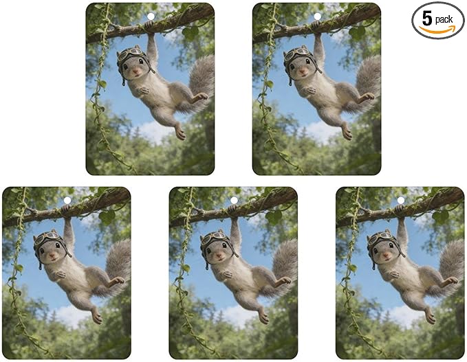 5PCS Car Air Freshener Hanging Personalized Double Sided Squirrel Swinging Car Fresheners Long Lasting New Cars Scents Cute Automotive Freshies for Closets Drawers (tea)