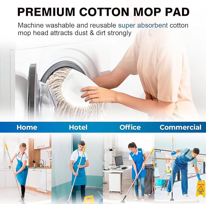 Commercial Dust Mop &amp Floor Sweeper55 Industrial Dry Mop with Heavy Duty Long Handle Premium Cotton Dust Mop Head for Hardwood Floors Industrial Commercial and Residential Cleaning