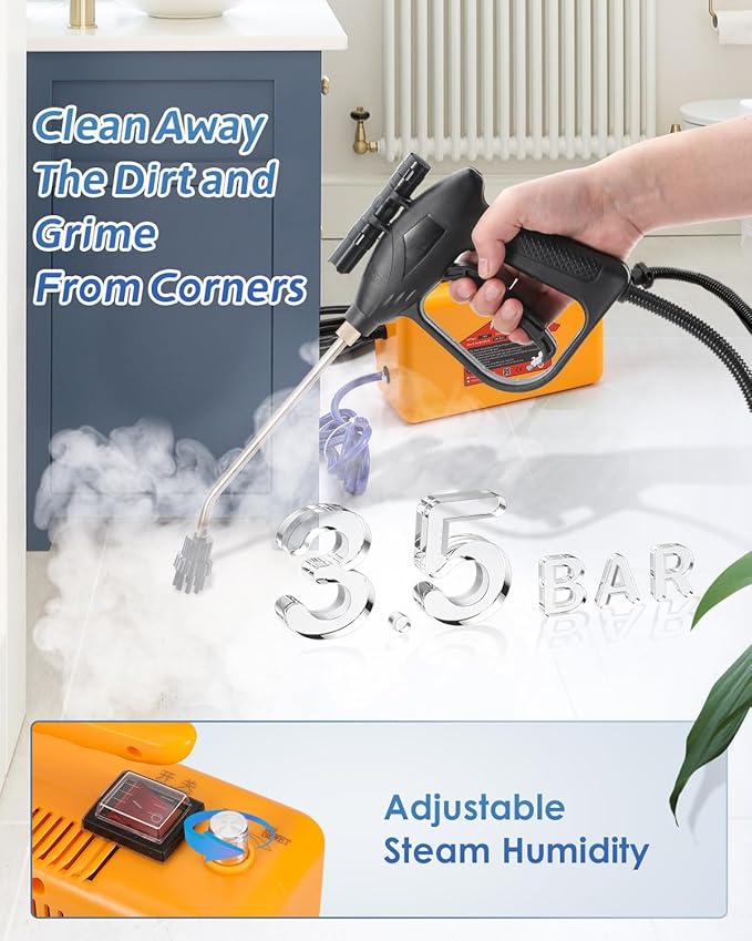High Pressure Steam Cleaner 1700W Handheld Steamer for Cleaning Grout Tile Hand Held Portable Steam Pressure Washer for Car Cleaning Steamer High Heat for Home 110V