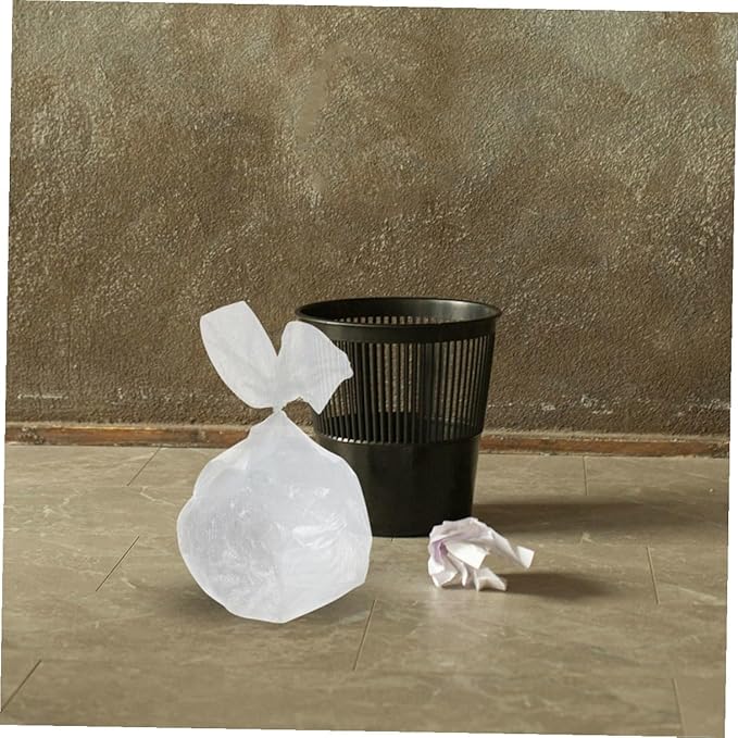 Thickened Flat Plastic Trash Bags 45x50cm 300pcs (10 Rolls X 30pcs) White Garbage Can Liners for Bathroom Kitchen Office Small Wastebasket Use