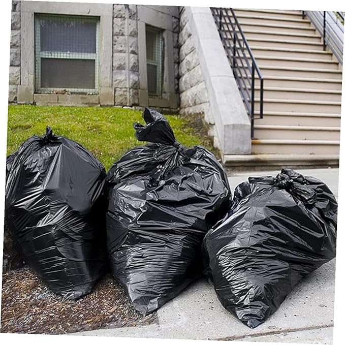 VILLCASE 50pcs Heavy Duty Contractor Trash Bags 80x100cm Large Black Garbage Liners for 100l Kitchen Outdoor Garden Commercial and Sanitary Use