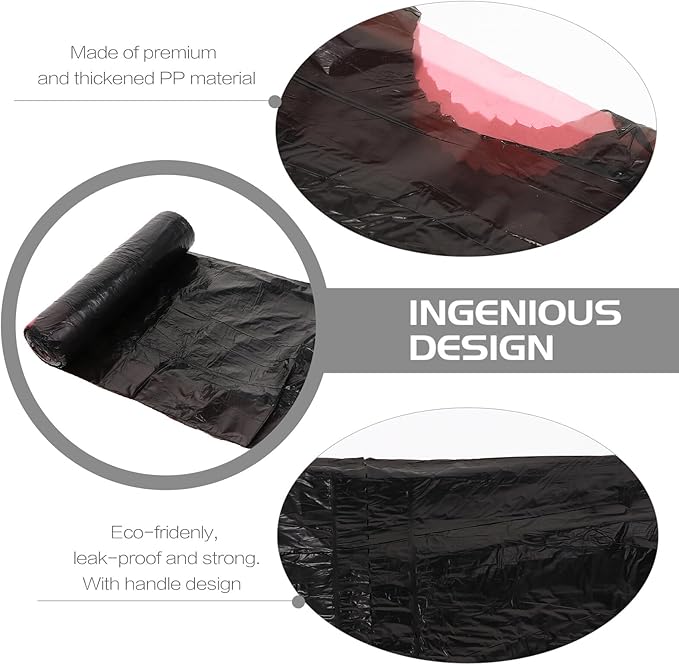 GLEAVI Disposable Plastic Garbage Bags Drawstring 10 Packs 150pcs Black Heavy-duty Trash Bags for Kitchen Waste Container Household Use