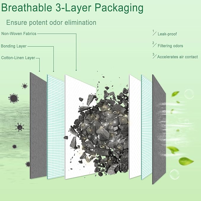 Activated Charcoal Odor Absorber (Large 12 Pack 100g each) Natural Charcoal Bags Odor Absorber Bamboo Charcoal Air Purifying Bag for Home Fridge Cabinet