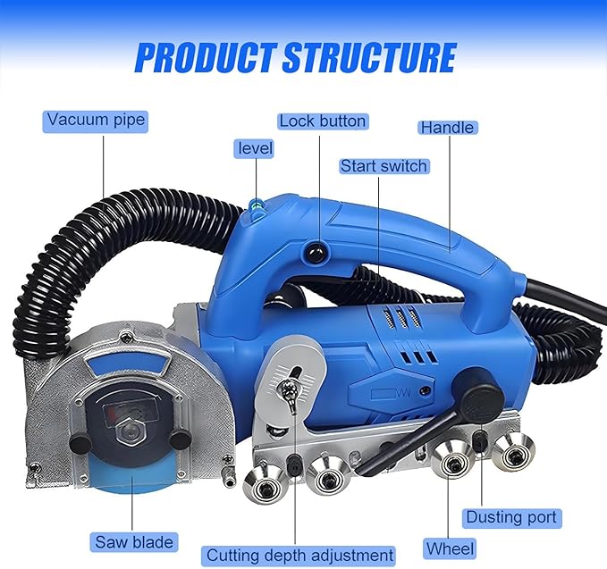 Electric Grout Removal Tool Tile Grout Electric Removal Machine with Dust Extraction System1200W 9000RPM Electric Tool to Remove Old Grout and Cement with Automatic Water Blower Device