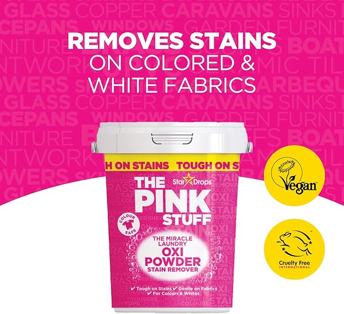 Stardrops - The Pink Stuff - The Miracle Laundry Stain Removing Kit - Oxi Powder Whites - Oxi Colors - Oxi Stain Spray (1 White's Powder 1 Color's Powder 1 Stain Remover) 3 Piece Set (PSLWCS)