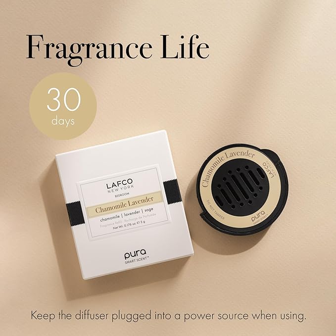 LAFCO New York Pura Car Smart Diffuser Refill Chamomile Lavender - 30-Day Scent - Free of Parabens &amp Phthalates - Cruelty Free
