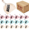 Sliner 18 Pack Mini Dustpan and Brush Set Plastic Dust Pans with Brush Small Broom and Dustpan Set Mini Broom Dust Pan for Home Office Kitchen Table Desktop Floor Cleaning Supplies(Blue PinkBeige)