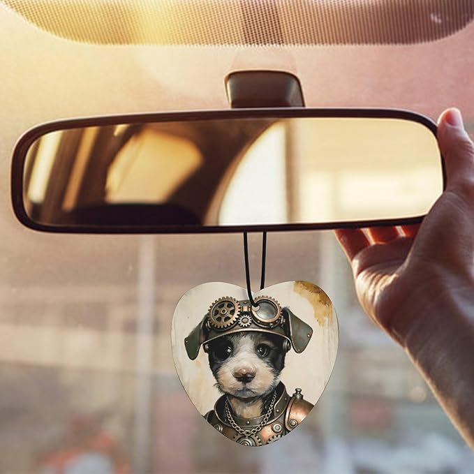 5PCS Car Air Freshener Hanging Personalized Double Sided Steampunk Puppy Car Fresheners Long Lasting New Cars Scents Cute Automotive Freshies for Closets Drawers (tea)