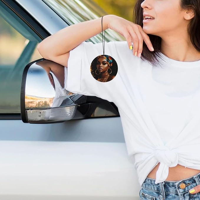 100 PCS Hanging Car Air Freshener Double Sided Black Women Automotive Interior Decor African Woman Car Accessories for Women Men Lavender Scented