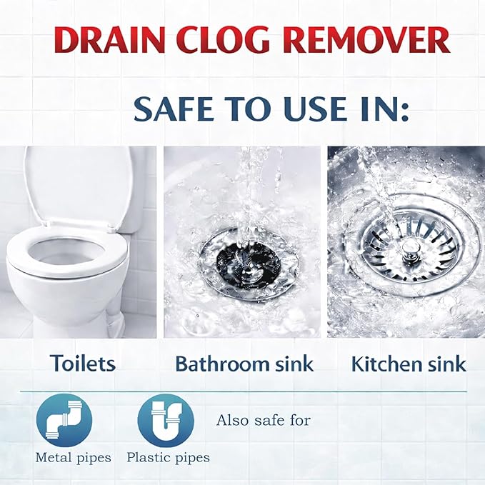 Drain Clog Remover Liquid Plumber Drain Cleaner Sink Cleaner Garbage Disposal and Deodorizer Pipe Cleaners for Shower or Sink Drains Professional Toilet Unclogs and Removes Hair Blockage (2 pcs)