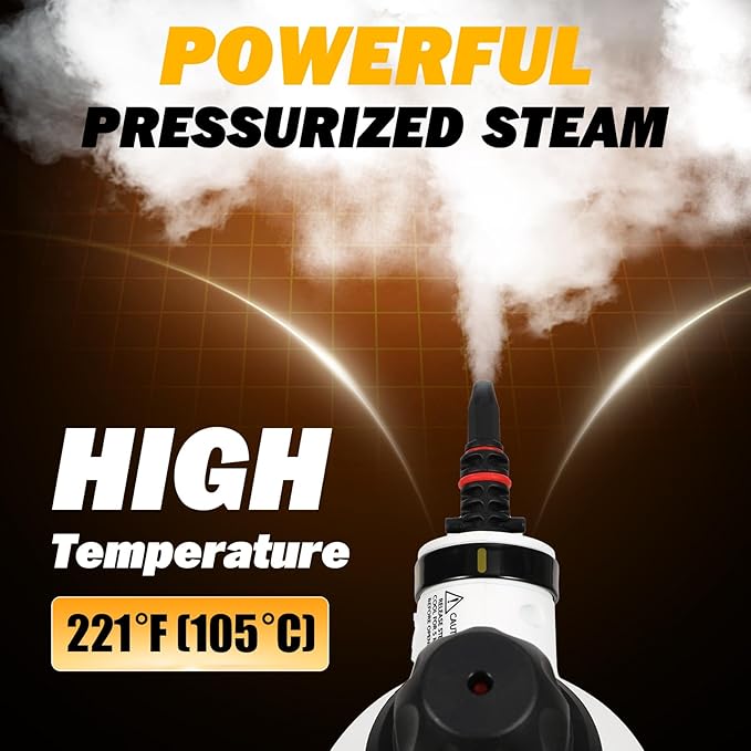 Pressurized Handheld Steam Cleaner for Home with 12 pcs Accessories Multi-Surface Natural Steamer for Effective Cleaning Fast Heating for Cleaning Home Furniture Car Grout Window