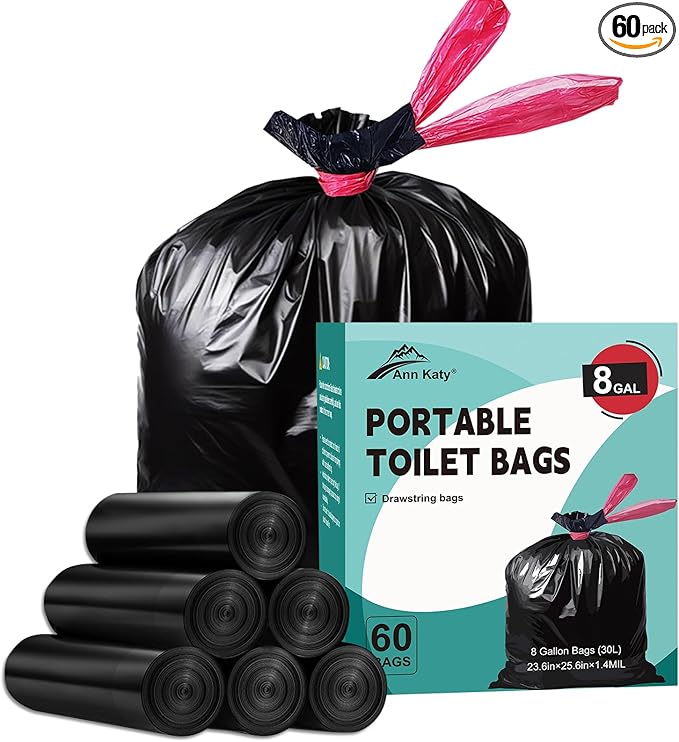 Portable Toilet BagsDrawstring Camping Toilet Bags Toilet Trash Bags Leak-Proof Waste Bags for Camping Hiking TravelingEmergency Outdoor Activities