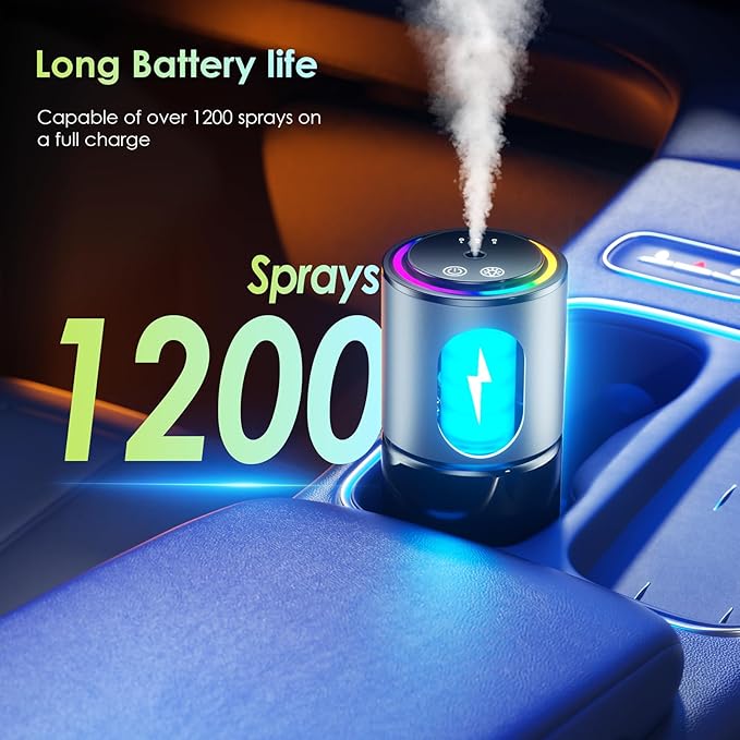 Smart Car Air Freshener DiffuserRGB Music Syncing LightAuto On/OffCar Air Freshener 150ml Capacity for 6 MonthsSuitable for Cars Offices and Living rooms