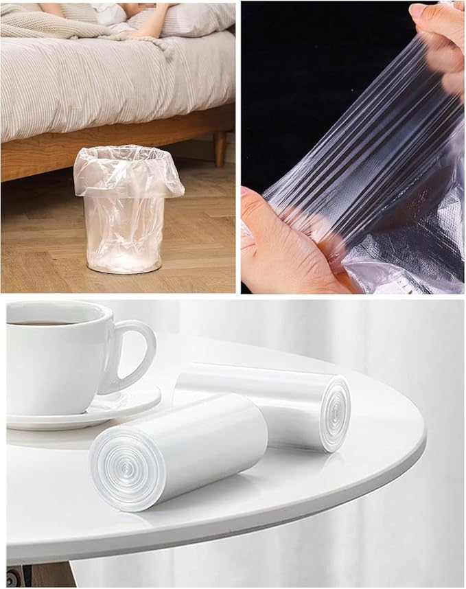 320 Count 8 Gallon Trash Bags Clear Medium Garbage Bags Strong Leakage-FreeUnscented 30 Liter Thick for Bathroom Office Kitchen Waste Basket Trash Can (Clear 8 Gallon-320 Count)