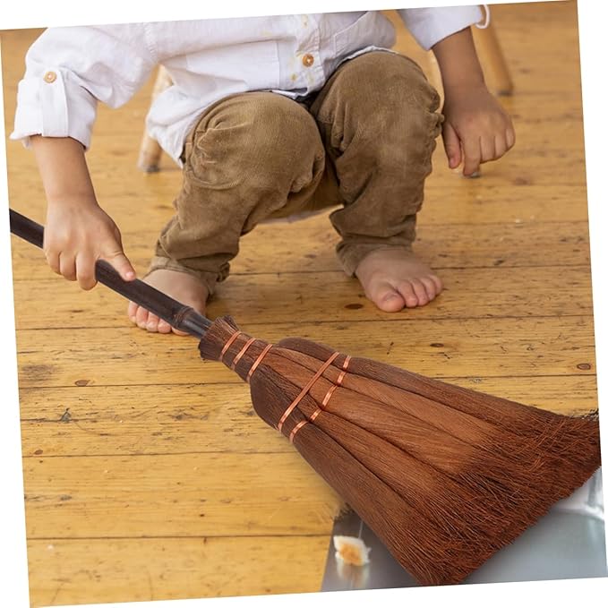 2pcs Mini Hand Broom Set Natural Straw Broom for Boys and Girls Small Dustpan Indoor Outdoor Use