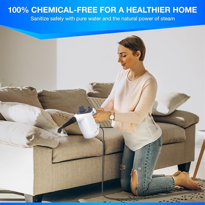 Handheld Steam Cleaner – Multipurpose High-Pressure Steamer with 9-Piece Accessory Set – Powerful Cleaning for Home Kitchen Car and Upholstery – Chemical-Free Surface Cleaner