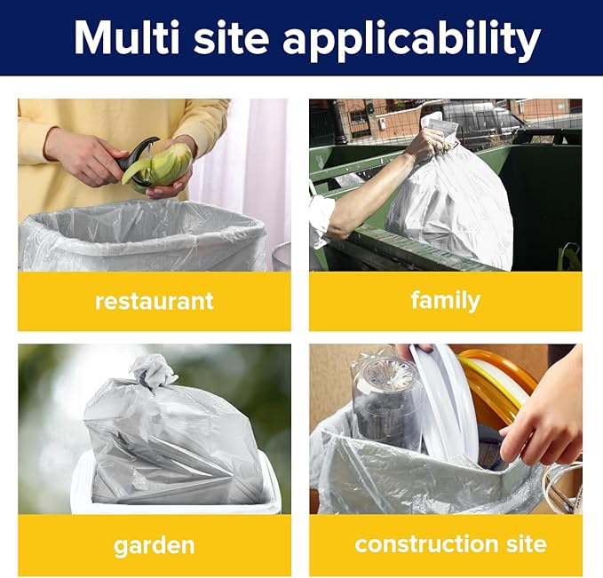 Generic Large 35-40 Gallon Heavy Duty Trash Can Bags|2 Mil |Clear Thickened/Plastic Bag-Kitchen&ampYardBuildingOutdoorHotel Property-Made in the USA (100)