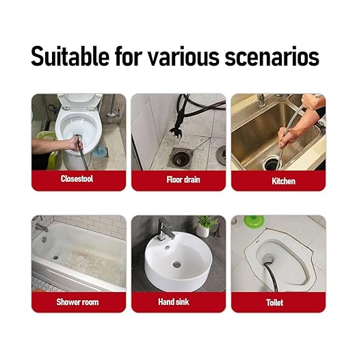 High Hardness Spring Flexible Design Two Operating Modes Versatile Use 50-75MM Pipelines Drain Snake Manual Drill Powered Clog Remover for Toilet Kitchen (7.5m Spring)