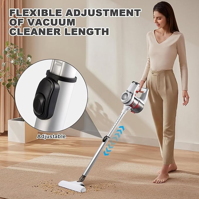 cjc 150W Cordless Vacuum Cleaner for Home 35 Mins Runtime 3-in-1 Lightweight Handheld Stick Vacuum with HEPA Filtration Rechargeable Portable Vacuum Cleaner for Hard Floor Pet Hai