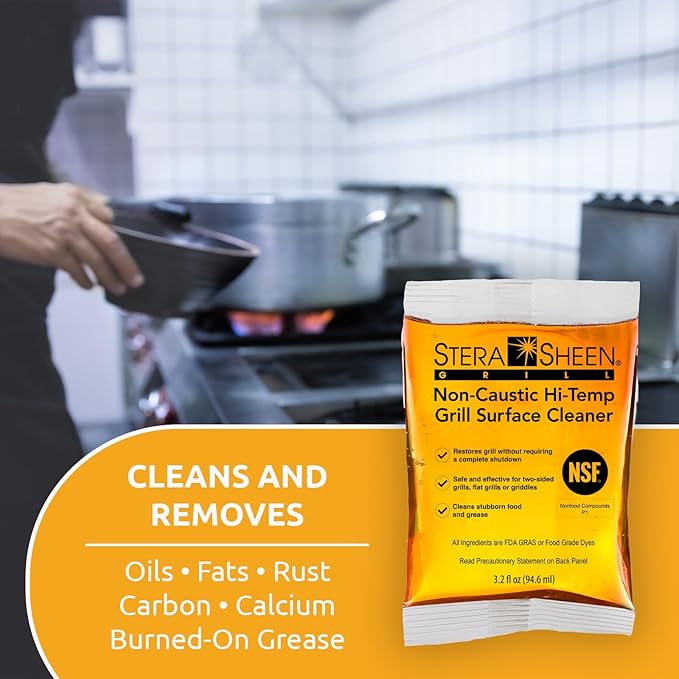 Stera-Sheen Griddle Cleaner - Food Safe Non-Caustic Formula - Commercial Flat Top Grill &amp Griddle Cleaner - Remove Tough Grease &amp Grime - Rust Remover for Outdoor Grill - 40 Quick Packets 3.