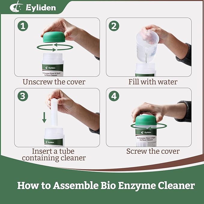 Eyliden Spray Mop with Cleaner Solution 40ml Bio-Enzyme Floor Cleaner Concentrate - pH Neutral 2 Microfiber Pads Long-Lasting Freshness Effective All-in-One Wet Mops Safe for All Floor Cleaing