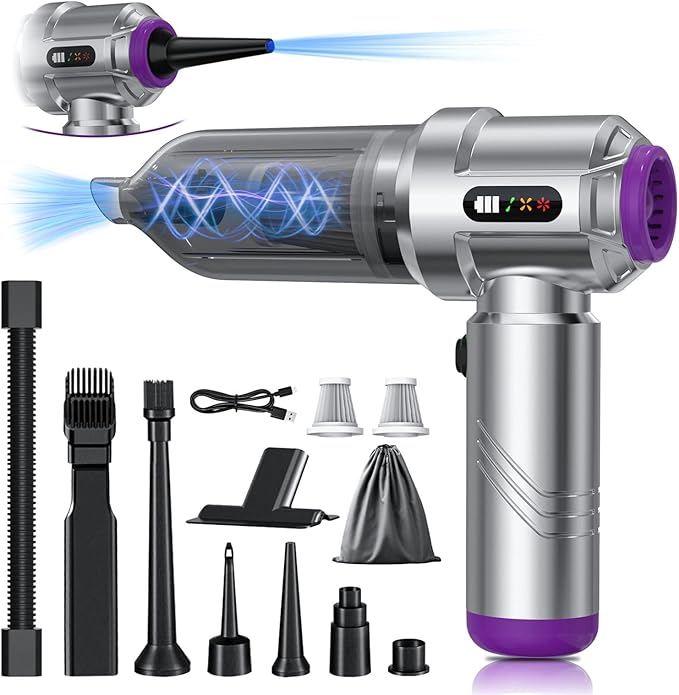 Cordless Vacuum Cleaner - 22000PA Handheld Car Vacuum 4-in-1 Portable Mini Air Duster Rechargeable 3-Speed Small Powerful Gadgets &amp Gifts for Home Office Mattress Carpet Pet (Silver)