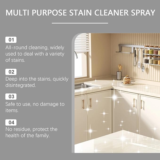 Household Stain Remover Spray Multi-Purpose Cleaner For Kitchen &amp Bathroom Removes Grease Rust &amp Grime Easily(2PCS)
