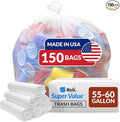 Reli. Easy Grab Trash Bags 55-60 Gallon (150 Count) (Clear) - Star Seal Super High Density Rolls - Heavy Duty Can Liners Garbage Bags Bulk Bags - 50 55 60 Gallon Capacity